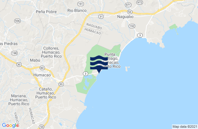 Mappa delle maree di Mambiche Barrio, Puerto Rico