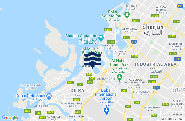 Mappa delle maree di Mamzar Beach, United Arab Emirates