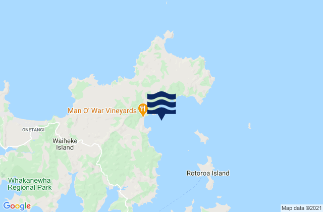 Mappa delle maree di Man O War Bay, New Zealand