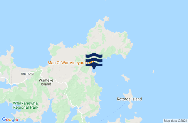 Mappa delle maree di Man O' War Bay, New Zealand