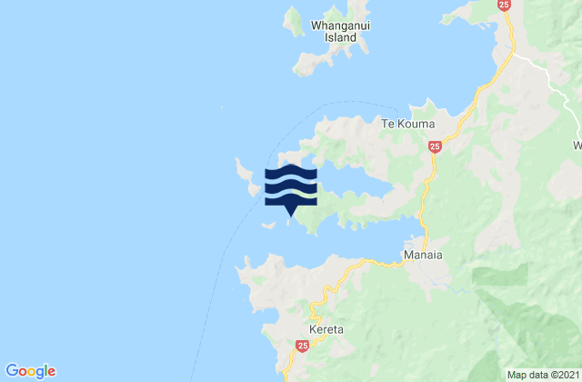 Mappa delle maree di Manaia Harbour, New Zealand