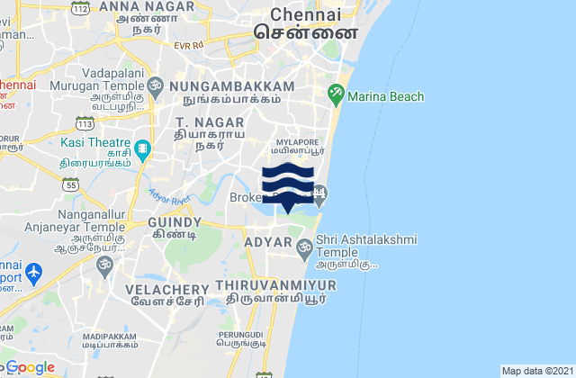Mappa delle maree di Manappakkam, India
