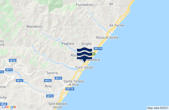 Mappa delle maree di Mandanici, Italy