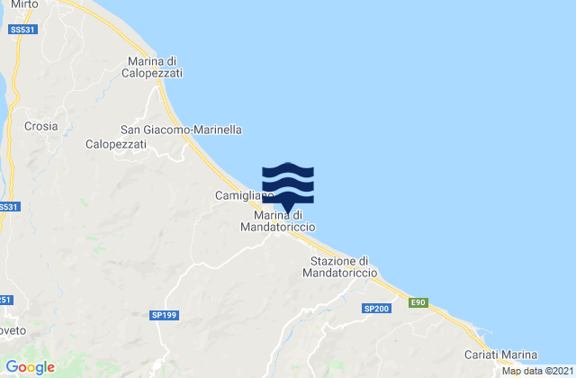 Mappa delle maree di Mandatoriccio, Italy
