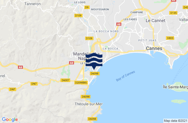 Mappa delle maree di Mandelieu-la-Napoule, France
