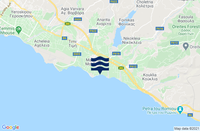 Mappa delle maree di Mandriá, Cyprus