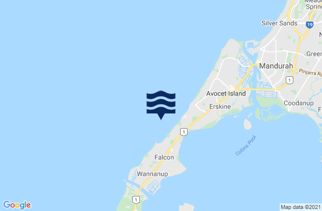 Mappa delle maree di Mandurah, Australia