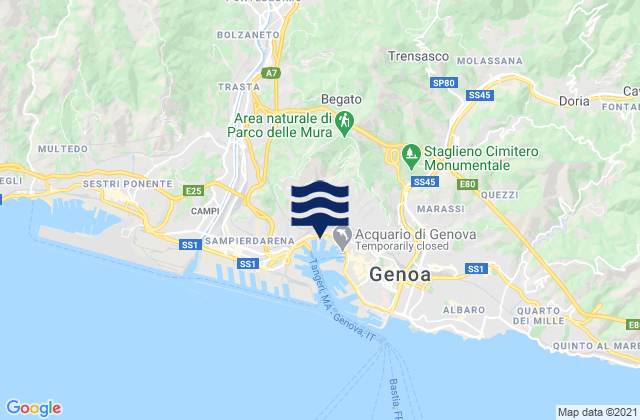 Mappa delle maree di Manesseno, Italy