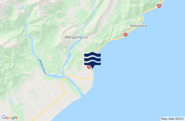 Mappa delle maree di Mangamaunu, New Zealand