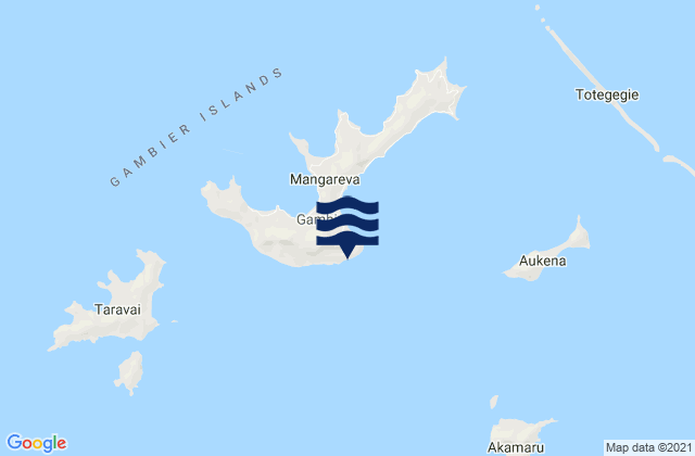 Mappa delle maree di Mangareva Island, French Polynesia
