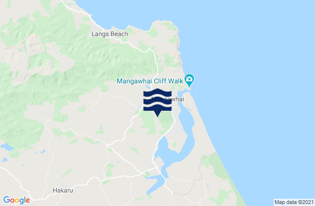 Mappa delle maree di Mangawhai Harbour, New Zealand