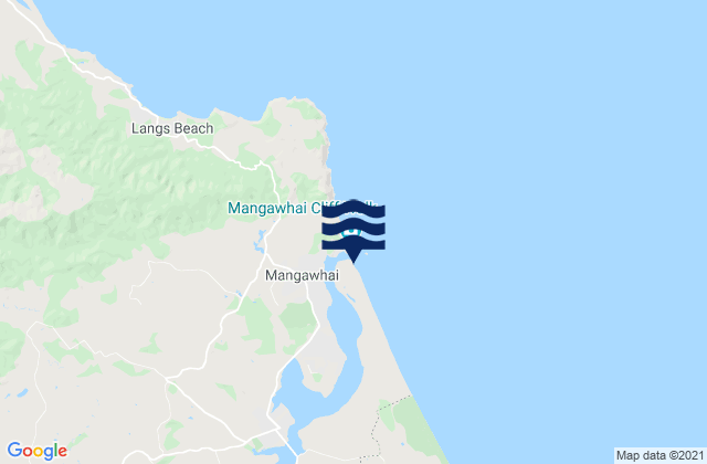 Mappa delle maree di Mangawhai Heads, New Zealand