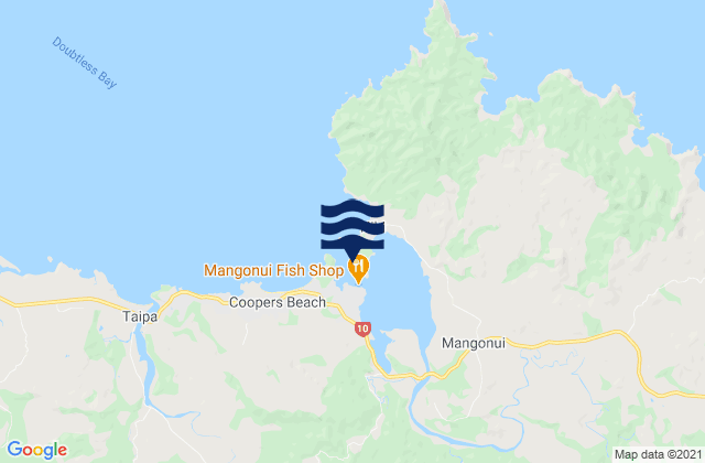 Mappa delle maree di Mangonui, New Zealand