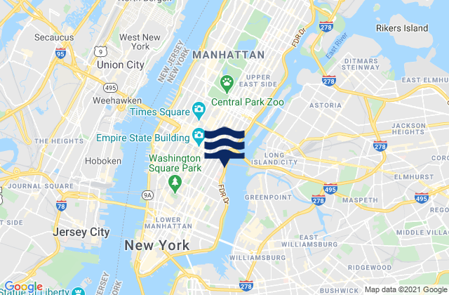 Mappa delle maree di Manhattan 26th street, United States