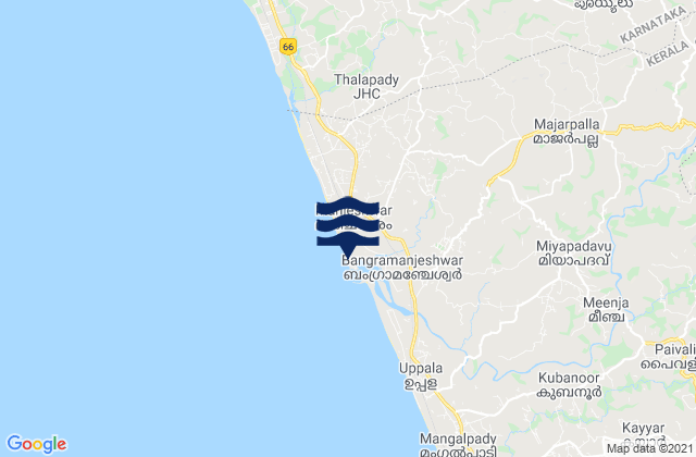 Mappa delle maree di Manjēshvar, India