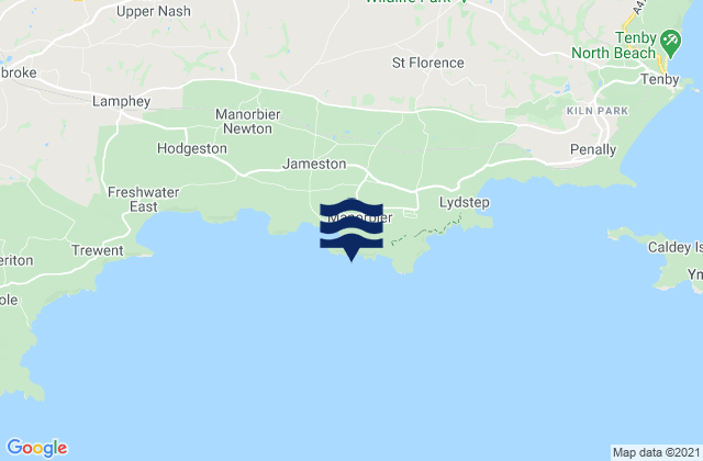Mappa delle maree di Manorbier, United Kingdom