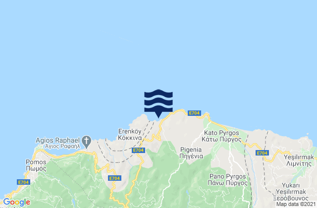 Mappa delle maree di Mansoúra, Cyprus