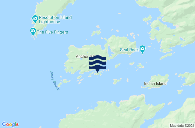 Mappa delle maree di Many Islands, New Zealand