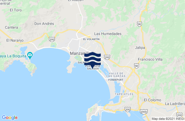 Mappa delle maree di Manzanillo, Mexico