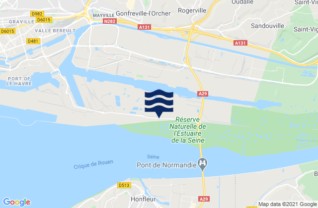 Mappa delle maree di Manéglise, France