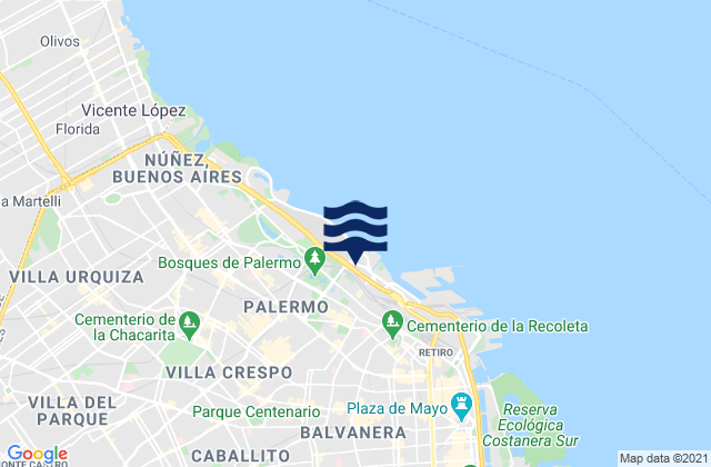 Mappa delle maree di Maquinita, Argentina