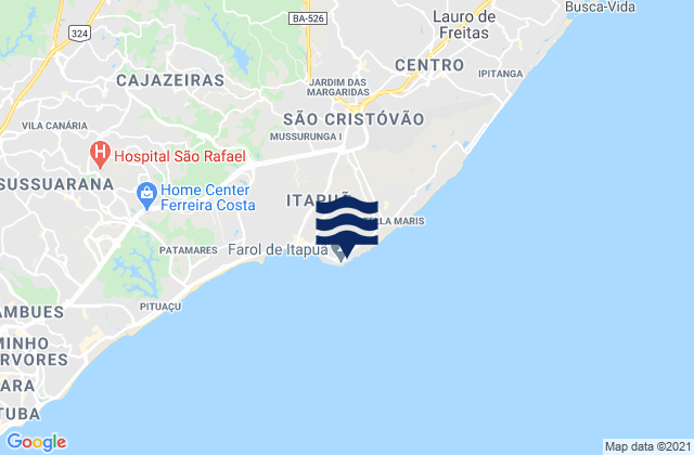 Mappa delle maree di Mar da Frente, Brazil
