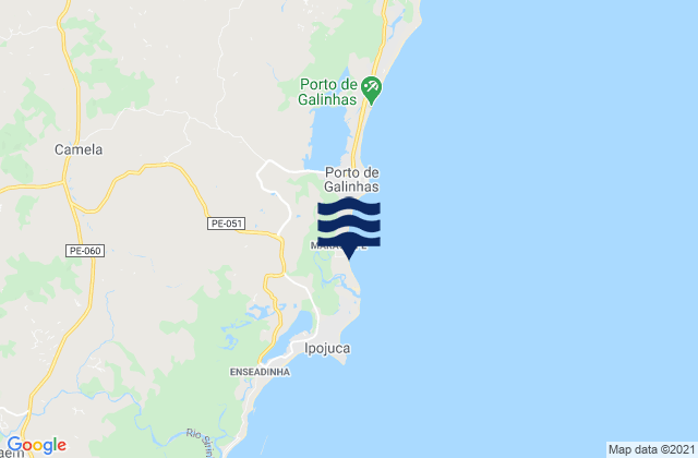Mappa delle maree di Maracaipe, Brazil