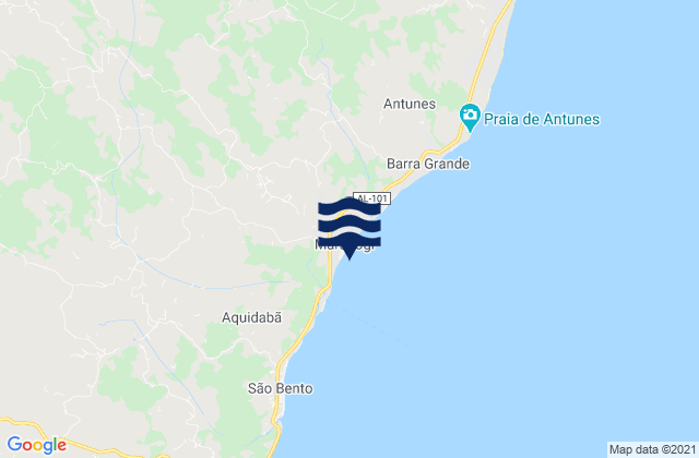 Mappa delle maree di Maragogi, Brazil