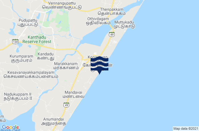 Mappa delle maree di Marakkanam, India