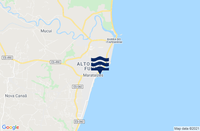 Mappa delle maree di Marataizes, Brazil