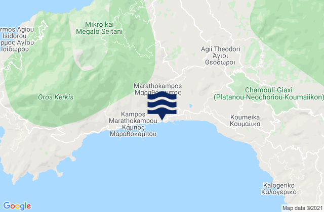 Mappa delle maree di Marathókampos, Greece
