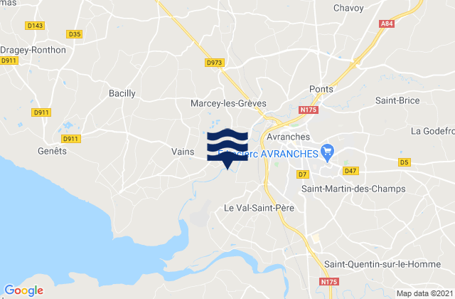 Mappa delle maree di Marcey-les-Grèves, France