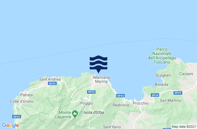 Mappa delle maree di Marciana Marina, Italy