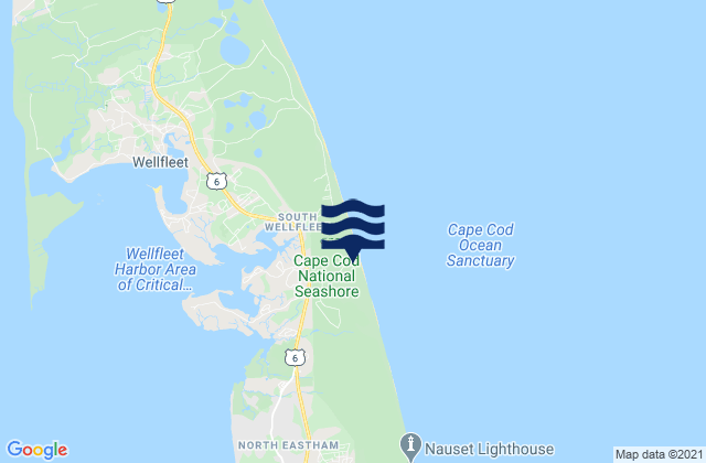 Mappa delle maree di Marconi Beach Cape Cod National Seashore Wellfleet, United States