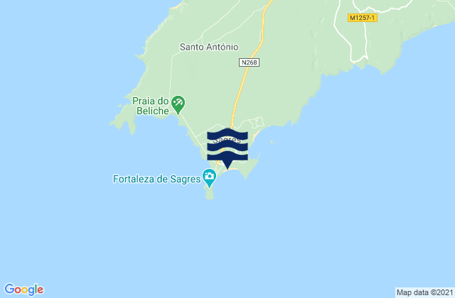 Mappa delle maree di Mareta, Portugal