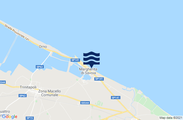 Mappa delle maree di Margherita di Savoia, Italy