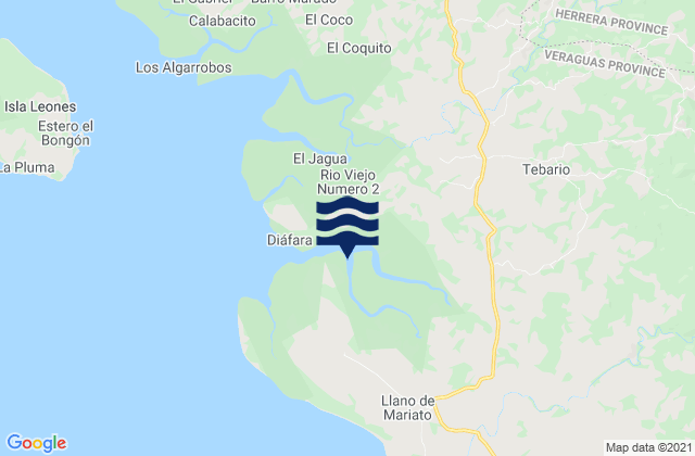 Mappa delle maree di Mariato District, Panama