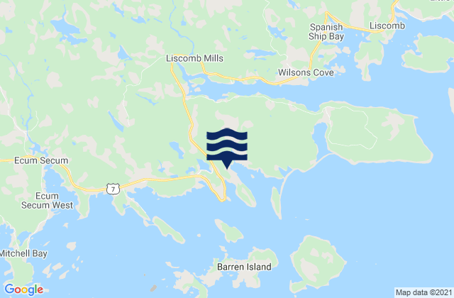 Mappa delle maree di Marie Joseph, Canada