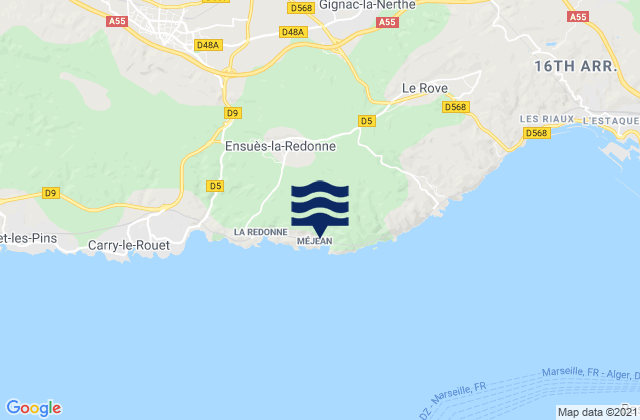 Mappa delle maree di Marignane, France