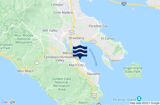Mappa delle maree di Marin City, United States
