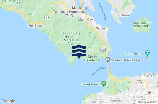 Mappa delle maree di Marin Peninsula, United States