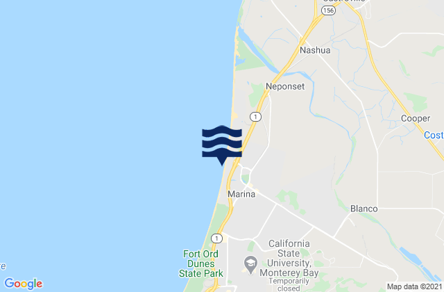 Mappa delle maree di Marina State Beach, United States