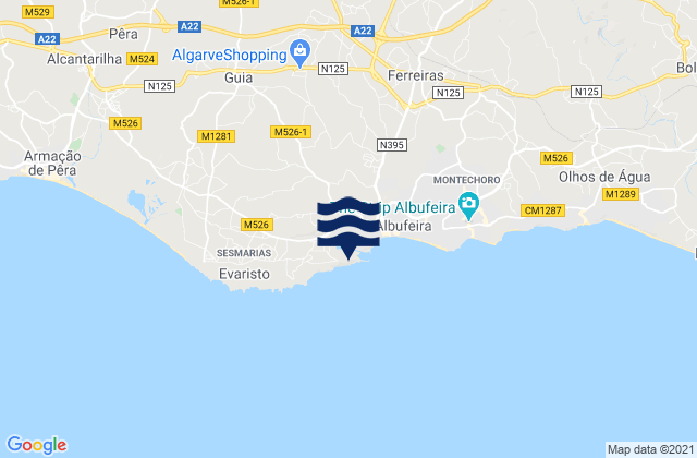 Mappa delle maree di Marina de Albufeira, Portugal