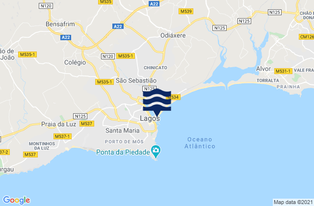 Mappa delle maree di Marina de Lagos, Portugal