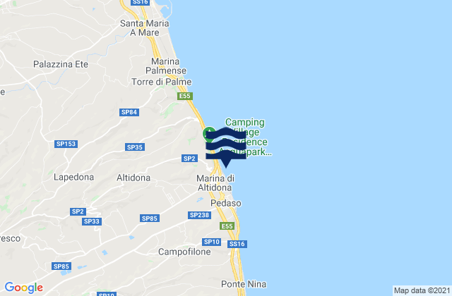 Mappa delle maree di Marina di Altidona, Italy