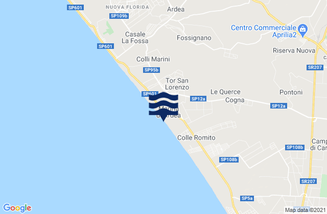 Mappa delle maree di Marina di Ardea-Tor San Lorenzo, Italy