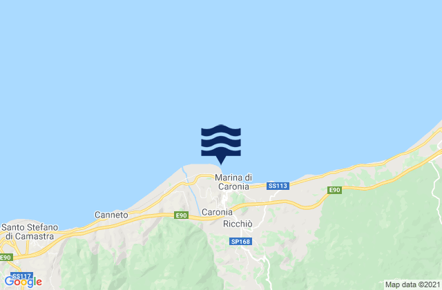 Mappa delle maree di Marina di Caronia, Italy