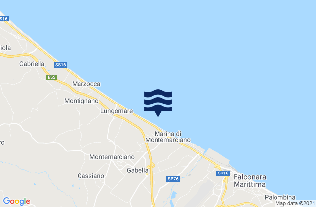 Mappa delle maree di Marina di Montemarciano, Italy