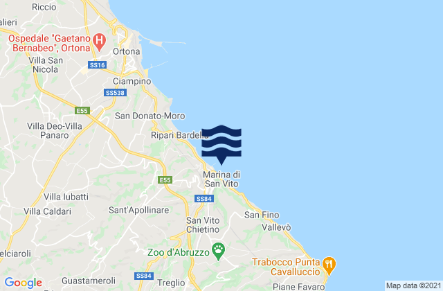 Mappa delle maree di Marina di San Vito, Italy