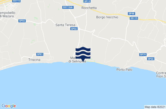 Mappa delle maree di Marinella, Italy